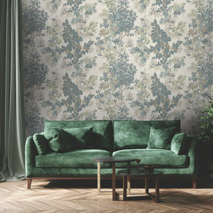 Luxury Beige Floral Leaves 3D Embossed Wallpaper, Country Non-Woven Wall Covering, 41.7"W x 614"H, Washable Removable for Liv