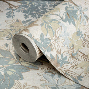 Luxury Beige Floral Leaves 3D Embossed Wallpaper, Country Non-Woven Wall Covering, 41.7"W x 614"H, Washable Removable for Liv