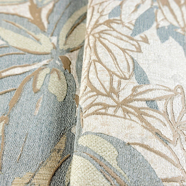 Luxury Beige Floral Leaves 3D Embossed Wallpaper, Country Non-Woven Wall Covering, 41.7"W x 614"H, Washable Removable for Liv