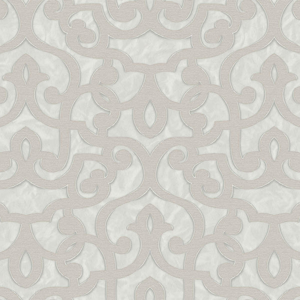 Luxury Beige Trellis Damask Wallpaper, Premium Non-Woven Wall Covering, 41.7"W x 398"H, Washable Removable for Living Room Be
