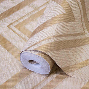 Luxury Beige Chevron Textured 3D Embossed Wallpaper, Glam Non-Woven Wall Covering, 41.7"W x 398"H, Washable Removable for Liv