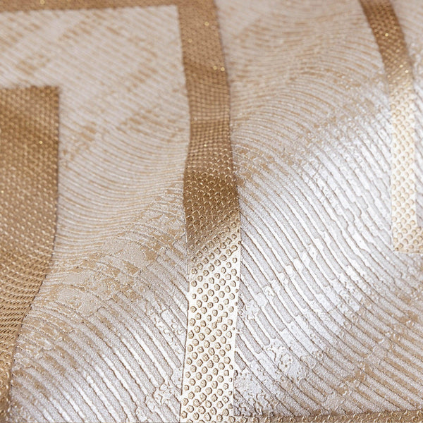 Luxury Beige Chevron Textured 3D Embossed Wallpaper, Glam Non-Woven Wall Covering, 41.7"W x 398"H, Washable Removable for Liv