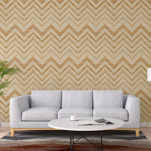 Luxury Beige Chevron Textured 3D Embossed Wallpaper, Glam Non-Woven Wall Covering, 41.7"W x 398"H, Washable Removable for Liv
