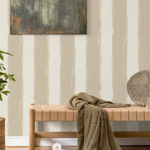 Luxury Purple Striped Stripe Textured Wallpaper, Farmhouse Non-Woven Wall Covering, 41.7"W x 398"H, Washable Removable for Li