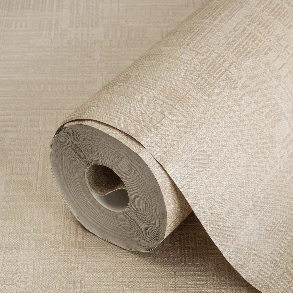 Luxury Beige Abstract Geometric 3D Embossed Wallpaper, Modern Non-Woven Wall Covering, 41.7"W x 614"H, Washable Removable for
