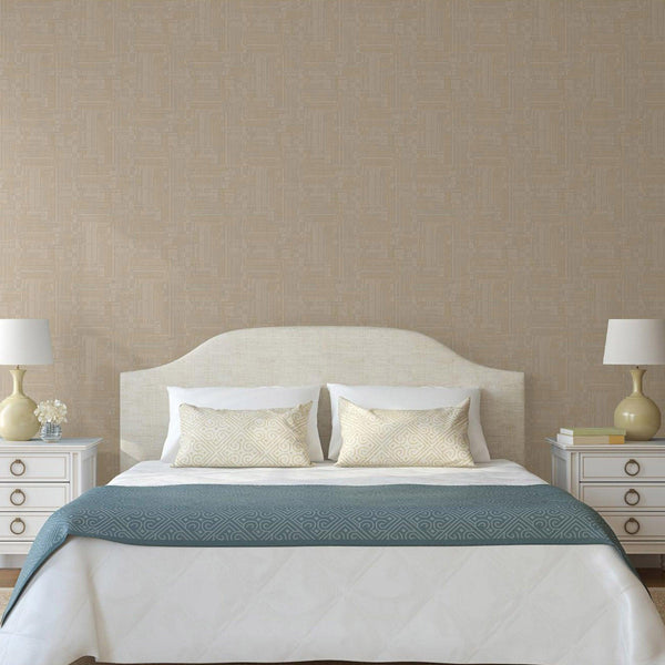 Luxury Beige Abstract Geometric 3D Embossed Wallpaper, Modern Non-Woven Wall Covering, 41.7"W x 614"H, Washable Removable for