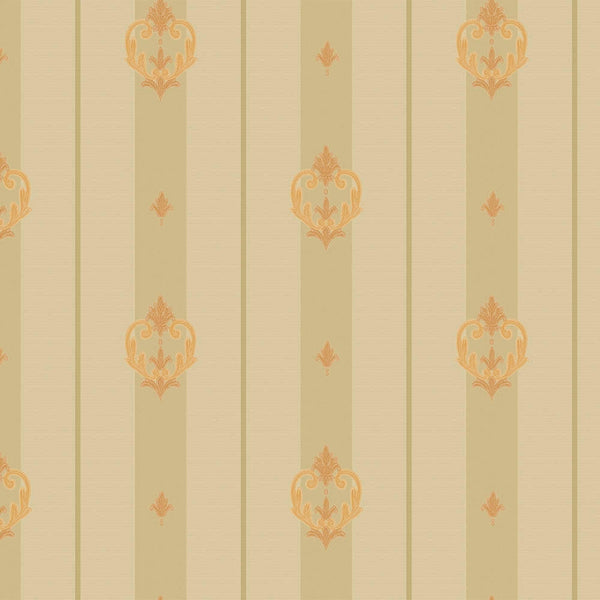 Luxury Beige Damask Striped Wallpaper, Victorian Non-Woven Wall Covering, 41.7"W x 398"H, Washable Removable for Living Room 