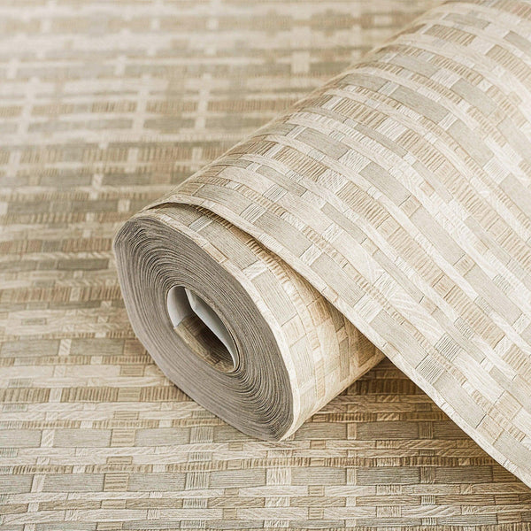 Luxury Beige Striped Stripe 3D Embossed Wallpaper, Premium Non-Woven Wall Covering, 41.7"W x 614"H, Washable Removable for Li