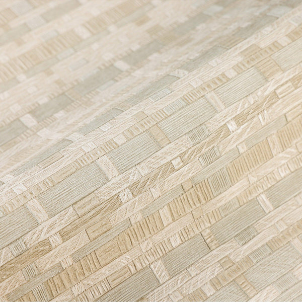 Luxury Beige Striped Stripe 3D Embossed Wallpaper, Premium Non-Woven Wall Covering, 41.7"W x 614"H, Washable Removable for Li