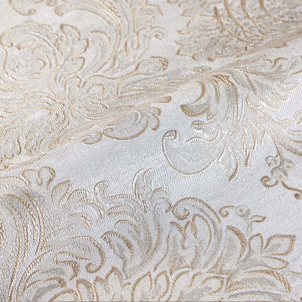 Luxury Beige Damask Embossed 3D Embossed Wallpaper, Glam Non-Woven Wall Covering, 41.7"W x 398"H, Washable Removable for Livi