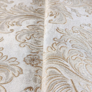 Luxury Beige Damask Embossed 3D Embossed Wallpaper, Glam Non-Woven Wall Covering, 41.7"W x 398"H, Washable Removable for Livi