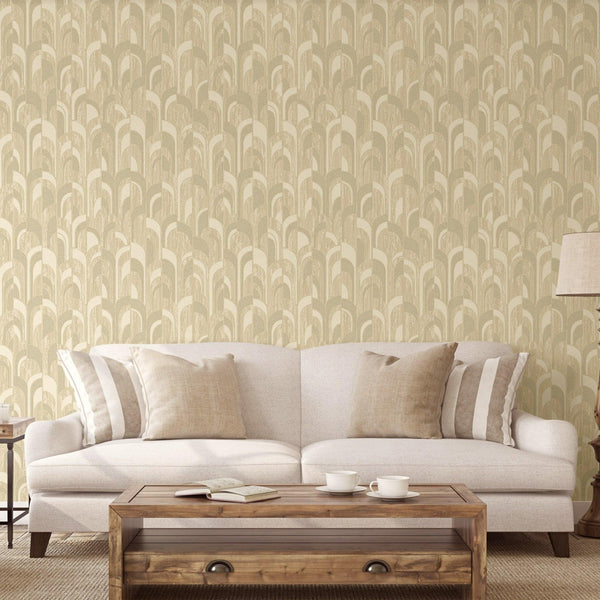 Luxury Beige Geometric Embossed 3D Embossed Wallpaper, Modern Non-Woven Wall Covering, 41.7"W x 398"H, Washable Removable for