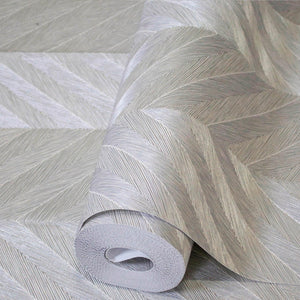 Luxury Beige Chevron Geometric Wallpaper, Premium Non-Woven Wall Covering, 41.7"W x 398"H, Washable Removable for Living Room