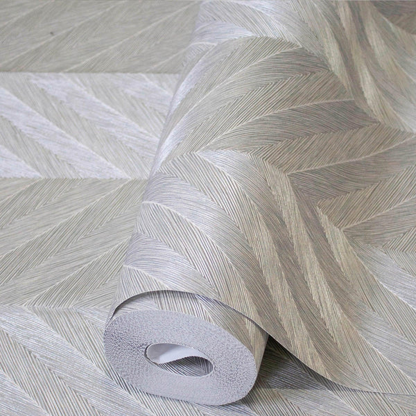 Luxury Beige Chevron Geometric Wallpaper, Premium Non-Woven Wall Covering, 41.7"W x 398"H, Washable Removable for Living Room
