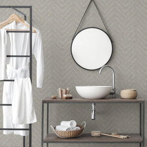 Luxury Beige Chevron Geometric Wallpaper, Premium Non-Woven Wall Covering, 41.7"W x 398"H, Washable Removable for Living Room