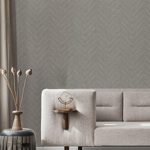 Luxury Beige Chevron Geometric Wallpaper, Premium Non-Woven Wall Covering, 41.7"W x 398"H, Washable Removable for Living Room