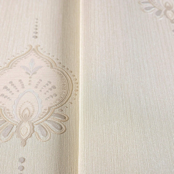 Luxury Beige Striped Stripe Textured Wallpaper, Victorian Non-Woven Wall Covering, 41.7"W x 614"H, Washable Removable for Liv