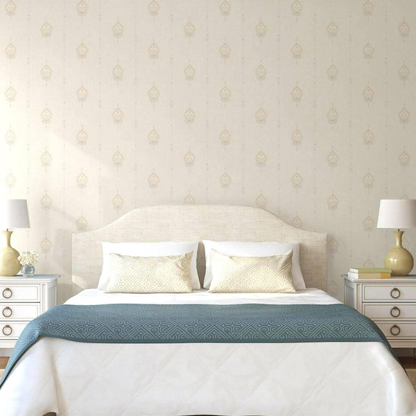 Luxury Beige Striped Stripe Textured Wallpaper, Victorian Non-Woven Wall Covering, 41.7"W x 614"H, Washable Removable for Liv