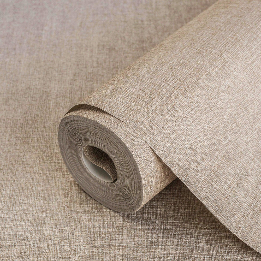 Luxury Beige Fabric Abstract Textured Wallpaper, Minimalist Non-Woven Wall Covering, 41.7"W x 614"H, Washable Removable for L