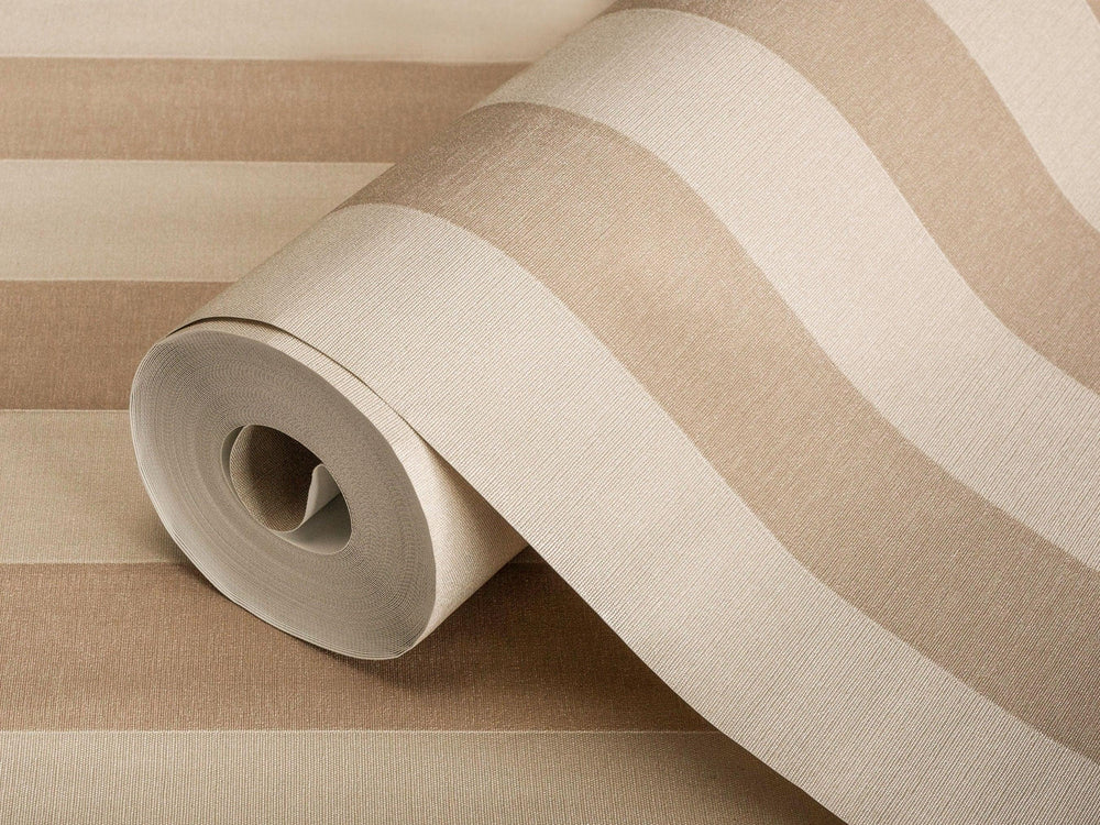 Luxury Beige Striped Stripe Textured Wallpaper, Farmhouse Non-Woven Wall Covering, 41.7"W x 614"H, Washable Removable for Liv