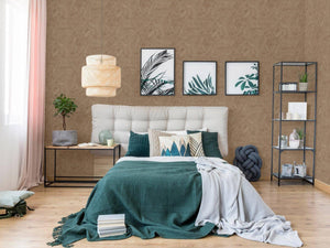 Luxury Beige Distressed Metallic 3D Embossed Wallpaper, Mediterranean Non-Woven Wall Covering, 41.7"W x 614"H, Washable Remov