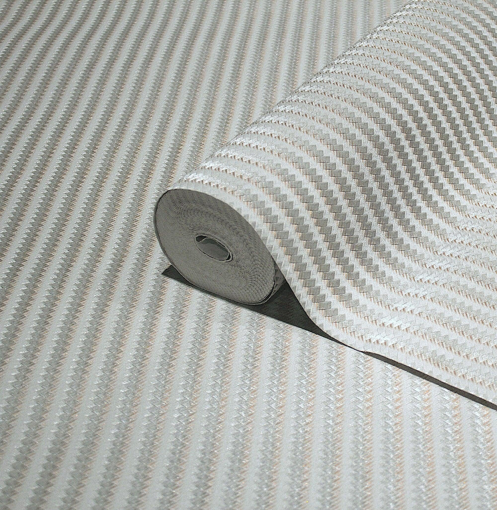 Luxury Beige Chevron Embossed 3D Embossed Wallpaper, Premium Non-Woven Wall Covering, 41.7"W x 614"H, Washable Removable for 