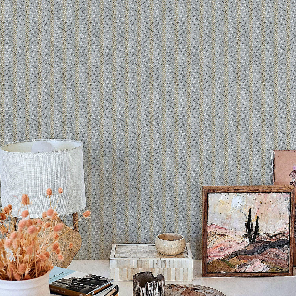 Luxury Beige Chevron Embossed 3D Embossed Wallpaper, Premium Non-Woven Wall Covering, 41.7"W x 614"H, Washable Removable for 