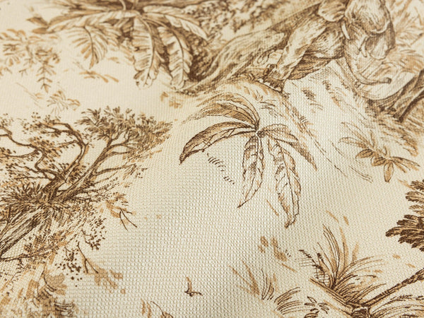 Luxury Beige Toile Tropical Textured Wallpaper, Traditional Non-Woven Wall Covering, 41.7"W x 614"H, Washable Removable for L