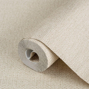 Luxury Beige Fabric Textured Wallpaper, Country Non-Woven Wall Covering, 41.7"W x 398"H, Washable Removable for Living Room B