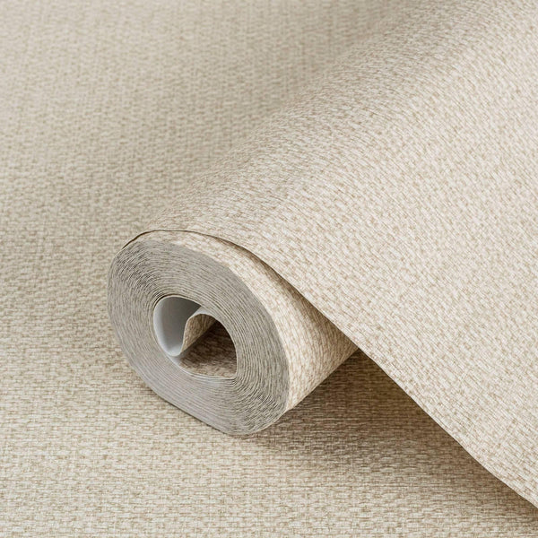 Luxury Beige Fabric Textured Wallpaper, Country Non-Woven Wall Covering, 41.7"W x 398"H, Washable Removable for Living Room B