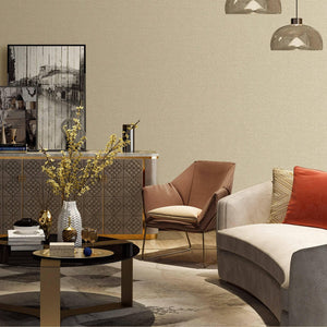 Luxury Beige Fabric Textured Wallpaper, Country Non-Woven Wall Covering, 41.7"W x 398"H, Washable Removable for Living Room B