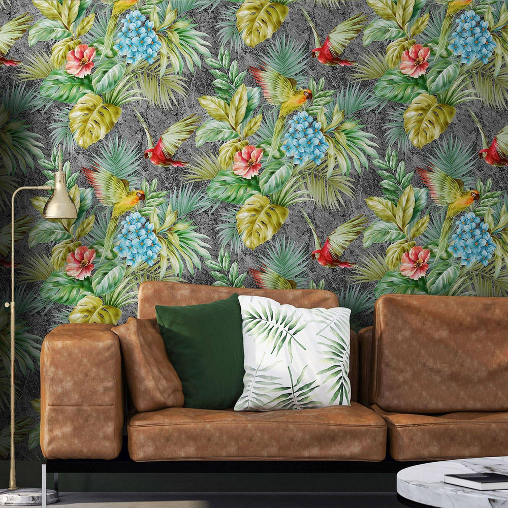 Luxury Black Bird Birds 3D Embossed Wallpaper, Premium Non-Woven Wall Covering, 41.7"W x 614"H, Washable Removable for Living
