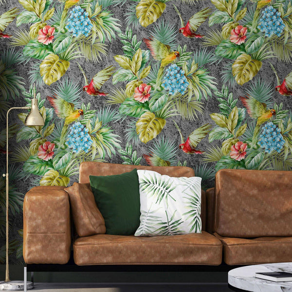 Luxury Black Bird Birds 3D Embossed Wallpaper, Premium Non-Woven Wall Covering, 41.7"W x 614"H, Washable Removable for Living