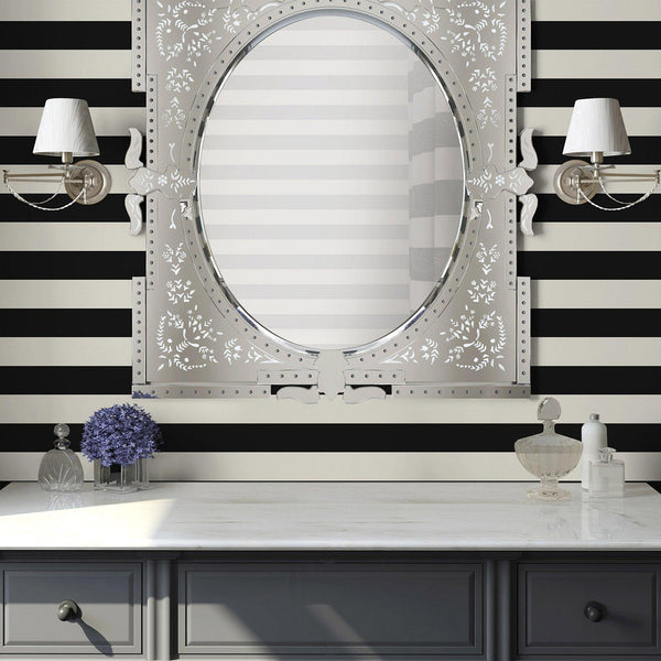 Luxury Beige Striped Stripe Textured Wallpaper, Country Non-Woven Wall Covering, 41.7"W x 614"H, Washable Removable for Livin