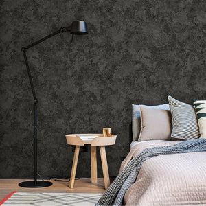 Luxury Black Abstract Metallic 3D Embossed Wallpaper, Contemporary Non-Woven Wall Covering, 41.7"W x 614"H, Washable Removabl