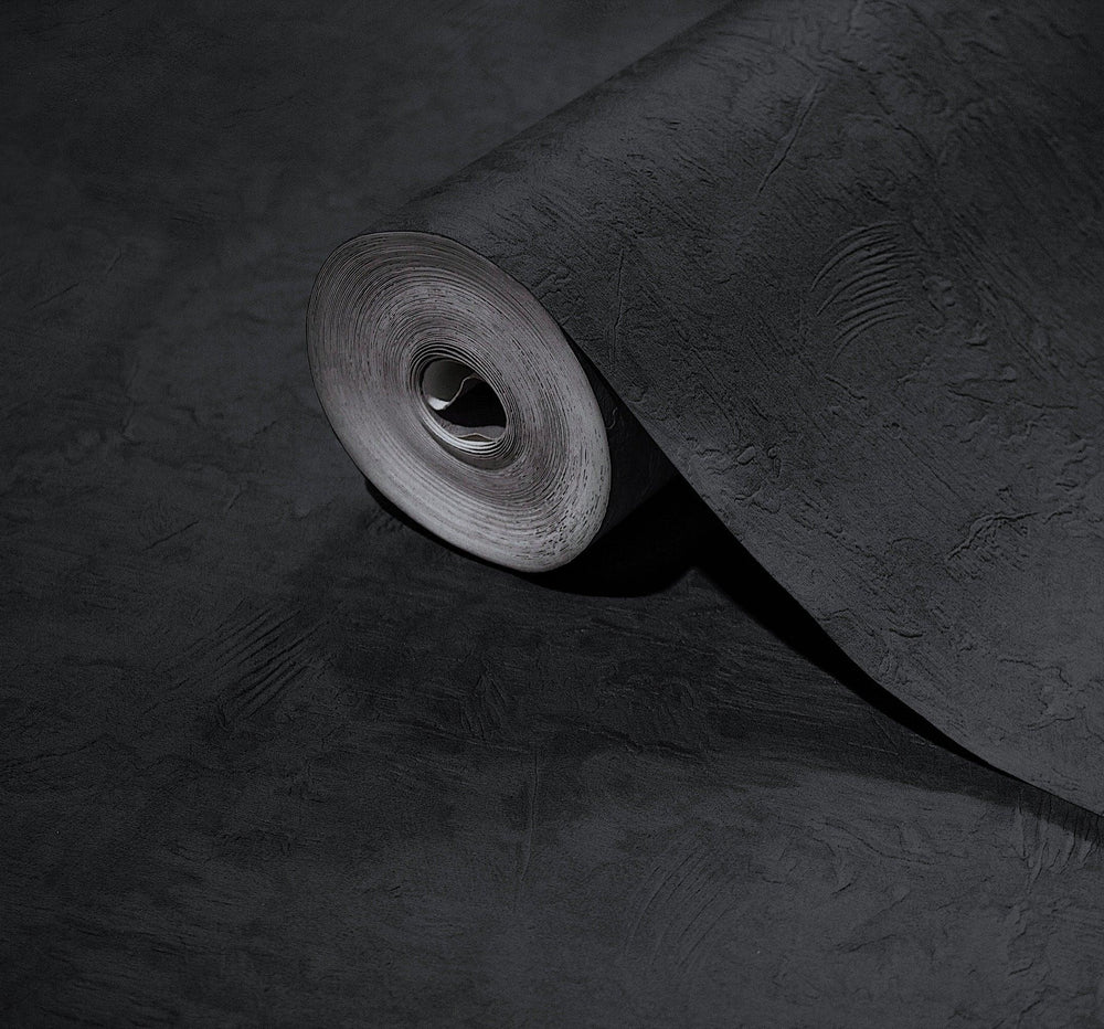 Luxury Black Abstract Textured Wallpaper, Contemporary Non-Woven Wall Covering, 41.7"W x 614"H, Washable Removable for Living