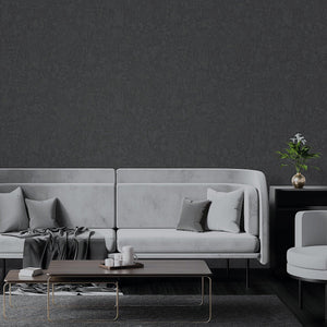 Luxury Black Abstract Textured Wallpaper, Contemporary Non-Woven Wall Covering, 41.7"W x 614"H, Washable Removable for Living