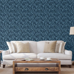 Luxury Blue Abstract Wallpaper, Victorian Non-Woven Wall Covering, 41.7"W x 398"H, Washable Removable for Living Room Bedroom