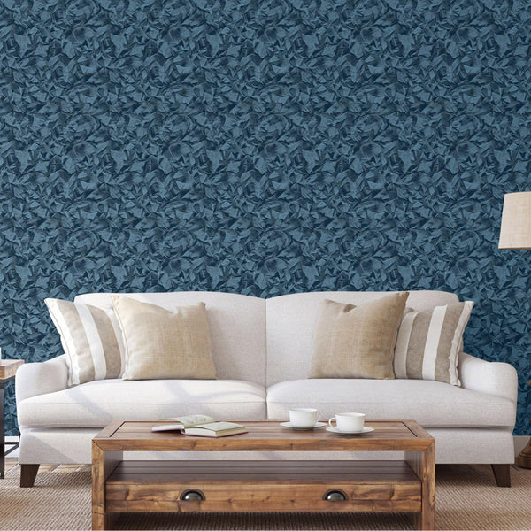 Luxury Blue Abstract Wallpaper, Victorian Non-Woven Wall Covering, 41.7"W x 398"H, Washable Removable for Living Room Bedroom