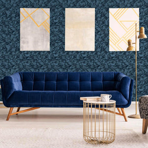 Luxury Blue Abstract Wallpaper, Victorian Non-Woven Wall Covering, 41.7"W x 398"H, Washable Removable for Living Room Bedroom