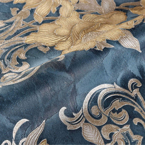 Luxury Blue Floral Damask 3D Embossed Wallpaper, Victorian Non-Woven Wall Covering, 41.7"W x 398"H, Washable Removable for Li