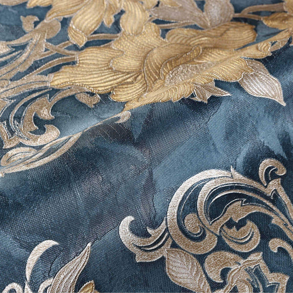Luxury Blue Floral Damask 3D Embossed Wallpaper, Victorian Non-Woven Wall Covering, 41.7"W x 398"H, Washable Removable for Li