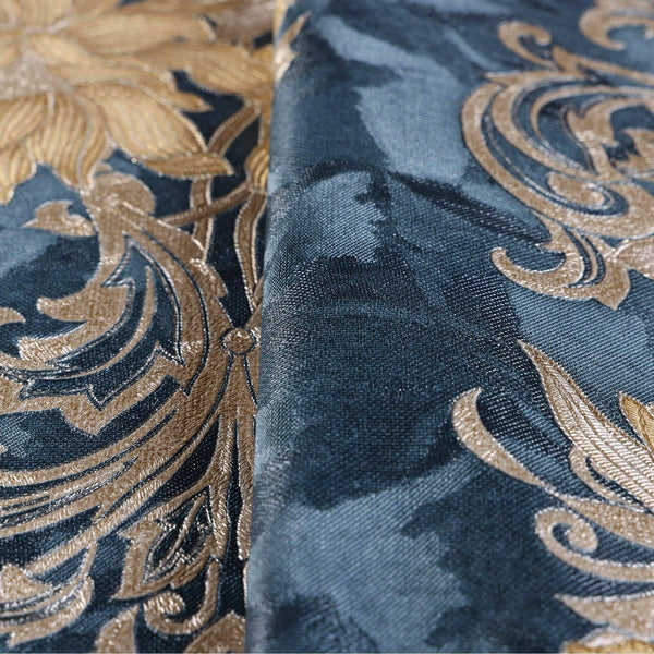 Luxury Blue Floral Damask 3D Embossed Wallpaper, Victorian Non-Woven Wall Covering, 41.7"W x 398"H, Washable Removable for Li