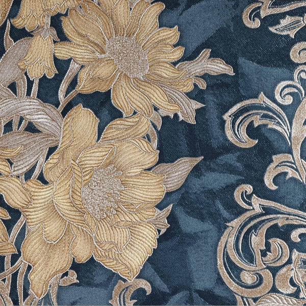 Luxury Blue Floral Damask 3D Embossed Wallpaper, Victorian Non-Woven Wall Covering, 41.7"W x 398"H, Washable Removable for Li