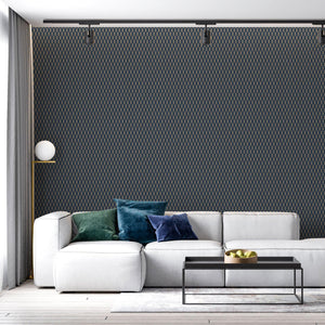 Luxury Blue Geometric Textured Wallpaper, Coastal Non-Woven Wall Covering, 41.7"W x 614"H, Washable Removable for Living Room