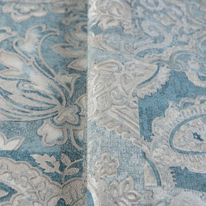 Luxury Blue Damask Textured 3D Embossed Wallpaper, Boho Non-Woven Wall Covering, 41.7"W x 614"H, Washable Removable for Livin