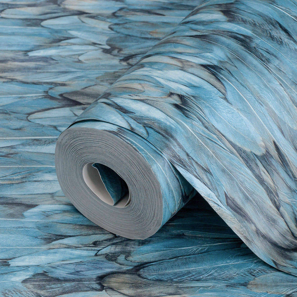 Luxury Blue Bird Birds 3D Embossed Wallpaper, Coastal Non-Woven Wall Covering, 41.7"W x 614"H, Washable Removable for Living 