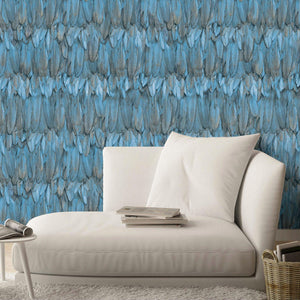 Luxury Blue Bird Birds 3D Embossed Wallpaper, Coastal Non-Woven Wall Covering, 41.7"W x 614"H, Washable Removable for Living 