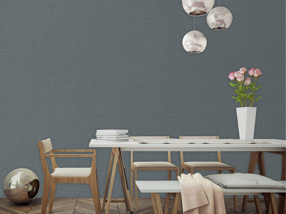 Luxury Blue Textured Wallpaper, Scandinavian Non-Woven Wall Covering, 41.7"W x 614"H, Washable Removable for Living Room Bedr
