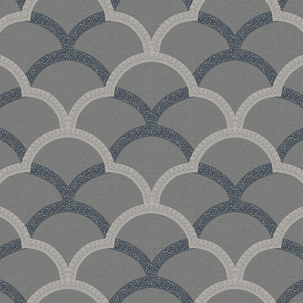 Luxury Blue Geometric Textured 3D Embossed Wallpaper, Traditional Non-Woven Wall Covering, 41.7"W x 398"H, Washable Removable